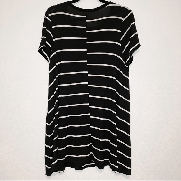 Black & White Striped Short Sleeve T-shirt Dress - Picture 7 of 10